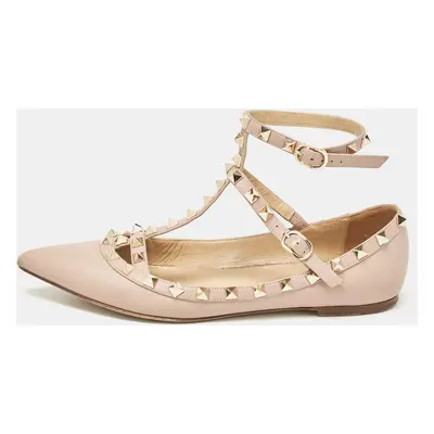 Valentino Dusty Pink Leather Rockstud Ballet Flats Size