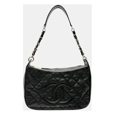 Chanel Caviar Skin Leather Black Shoulder Bag