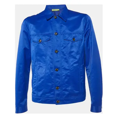 Versace Jeans Blue Cotton Blend Button Front Jacket