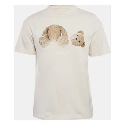 Palm Angels Cream Bear Print Cotton Oversized T-Shirt