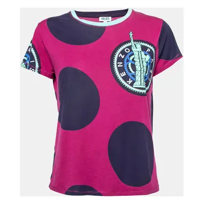 Kenzo Magenta Logo Printed Short Sleeve T-Shirt