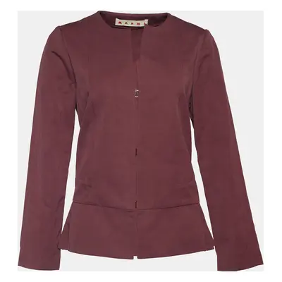 Marni Burgundy Cotton & Linen Peplum Jacket