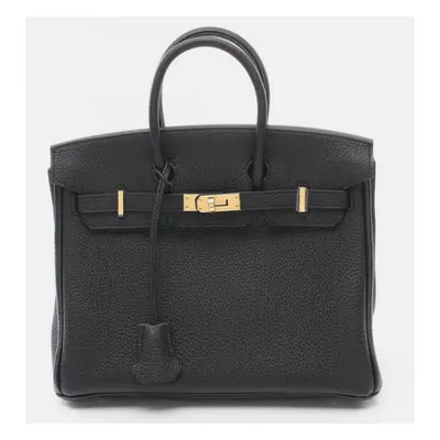 Hermes Black Leather Birkin Togo Handbag