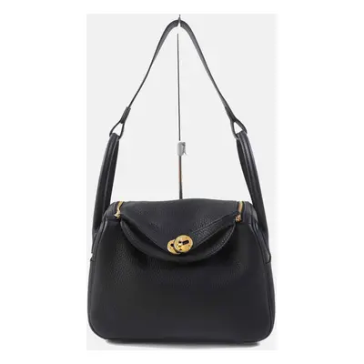 Hermes Black Leather Lindy Clemence Shoulder Bag