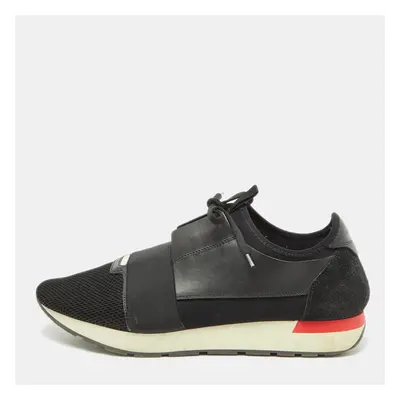 Balenciaga Black Leather and Mesh Race Runner Sneakers Size