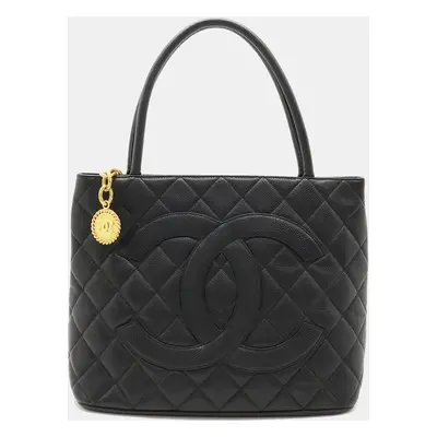 Chanel Black Caviar Skin Matelasse Coco Mark Tote Bag