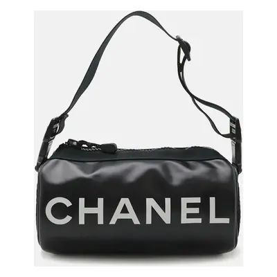 Chanel Black Canvas Nylon Rubber Coco Mark Shoulder Bag