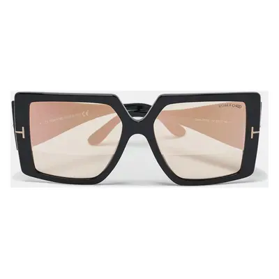 Tom Ford Black/Orange Mirrored TF790 Quinn Square Sunglasses