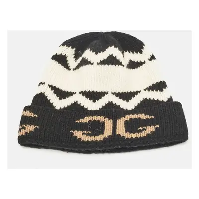 Gucci Black/White GG Wool Rib Knit Beanie