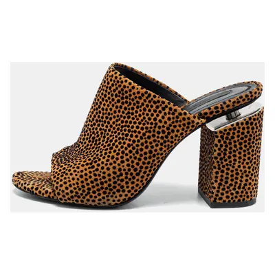 Alexander Wang Brown/Black Animal Print Suede Avery Block Heel Mules Size