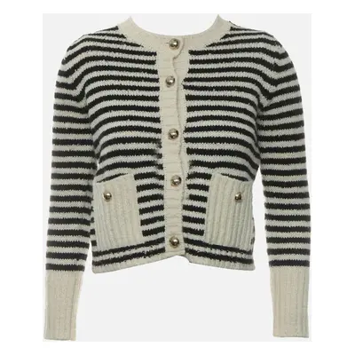 Christian Dior Cropped Stripes Cotton and Wool Blend Mariniere Cardigan