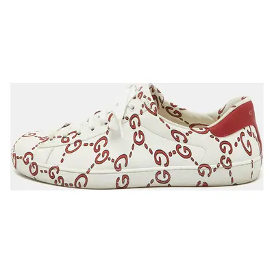 Gucci White/Red Leather GG Ghost Ace Sneakers Size