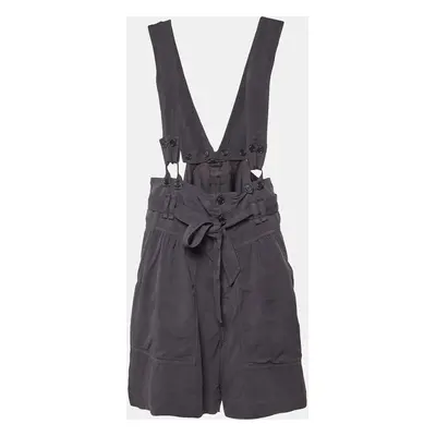 Isabel Marant Navy Blue Lyocell Blend High Waisted Suspender Shorts