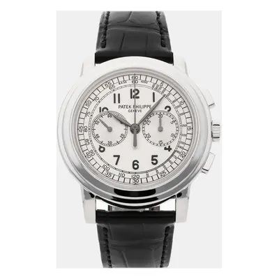 Patek Philippe Silver 18k White Gold Complications 5070G-001 Manual Winding Men's Wristwatch mm