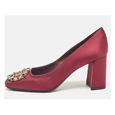 Louis Vuitton Burgundy Satin Crystal Embellished Madeleine Pumps Size