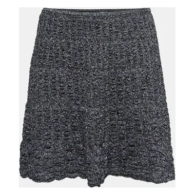 M Missoni Metallic Grey Lurex Knit Textured Flared Skirt