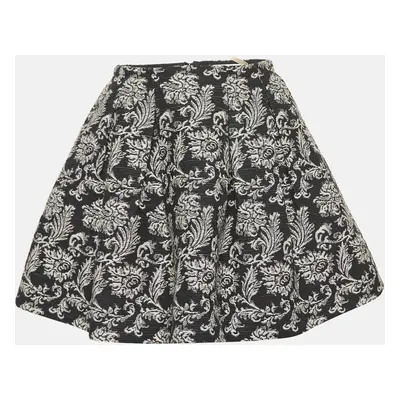 Alice + Olivia Black Jacquard Pleated Mini Skirt