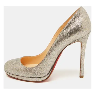 Christian Louboutin Metallic Silver Glitter Fifi Pumps Size