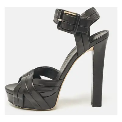 Gucci Black Leather Ankle Strap Sandals Size