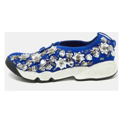 Dior Blue Mesh Embellished Fusion Slip On Sneakers Size