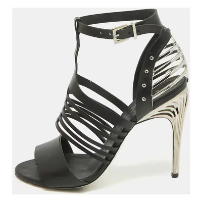 Fendi Black Leather Strappy Sandals Size