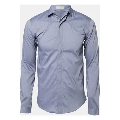 Dior Blue Cotton Button Front Shirt