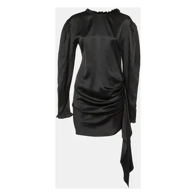 Magda Butrym Black Silk & Wool Draped Mini Dress