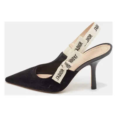 Dior Black Velvet J'Adior Slingback Pumps Size