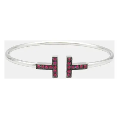 Tiffany & Co. 18K White Gold Ruby T Wire Bracelet