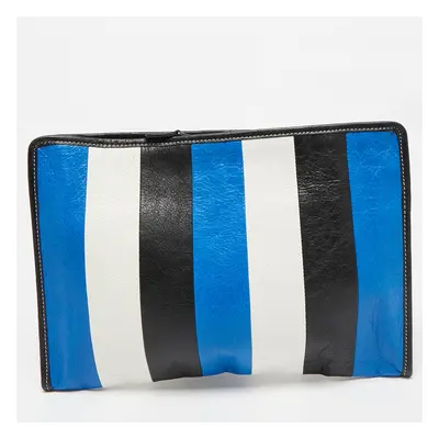 Balenciaga Tricolor Leather Stripe Bazar Pouch