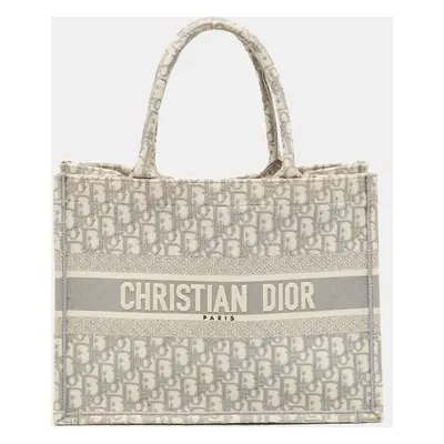 Dior Grey Oblique Embroidered Canvas Book Tote