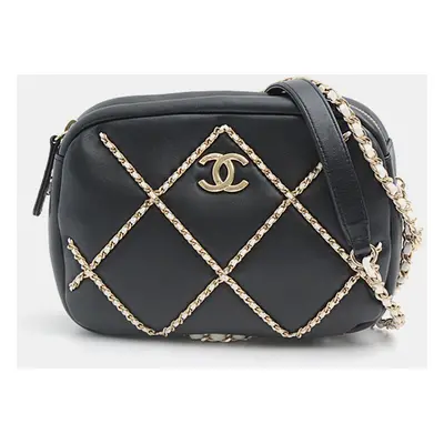 Chanel Black Leather Lambskin Chain Shoulder Bag