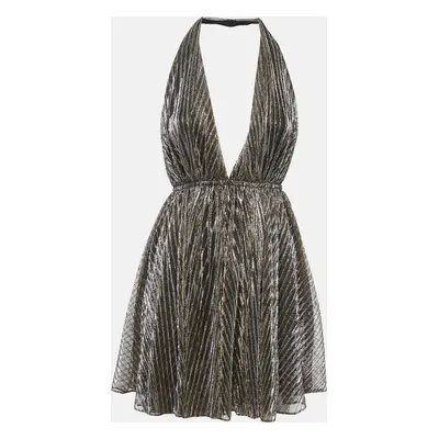 Saint Laurent Paris Metallic Lurex Jersey Backless Mini Dress