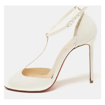 Christian Louboutin White Patent Leather Senora Peep Toe Pumps Size