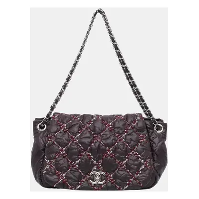 Chanel Burgundy Paris-Byzance Nylon Tweed On Stitch Bubble Accordion Flap