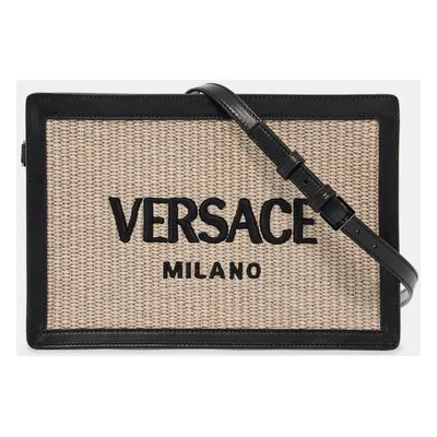 Versace Natural Black Ruthenium Raffia Pouch