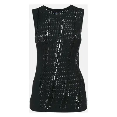 Louis Vuitton Black Sequin Embellished Knit Sleeveless Top