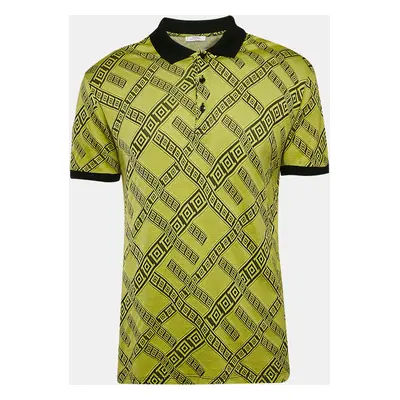 Versace Collection Yellow Jacquard Knit Polo T-Shirt