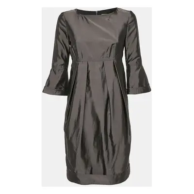 Burberry London Grey Silk Blend Pleated Short Dress