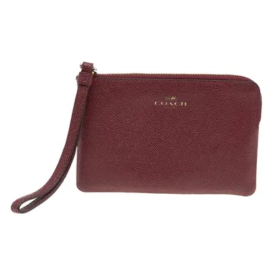 Coach Burgundy Leather Card Case Wristlet