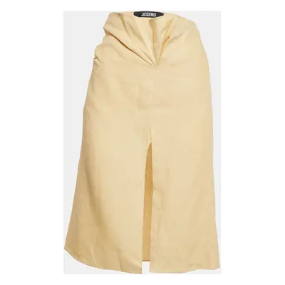 Jacquemus Yellow Linen Drape Style La Jupe Pencil Skirt