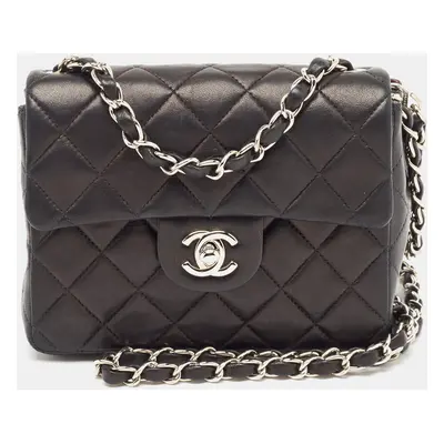 Chanel Black Quilted Leather Mini Square Classic Flap Bag