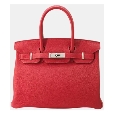 Hermes Casaque Togo Leather Birkin Rouge Bag