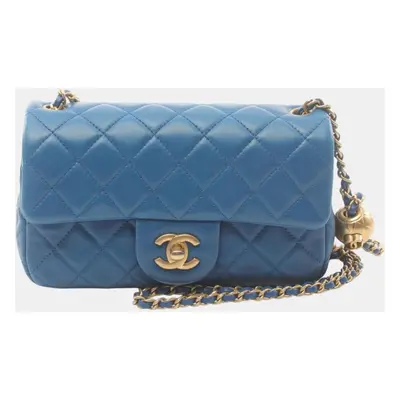 Chanel Blue Lambskin Matelasse Shoulder Bag