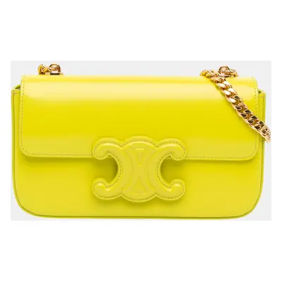 Celine Yellow Triomphe Calfskin Cuir Chain Shoulder Bag