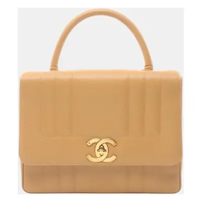 Chanel Beige Leather Grained Calfskin Mademoiselle Handbag