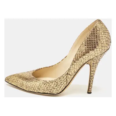 Jimmy Choo Gold Python Leather Abel Pumps Size