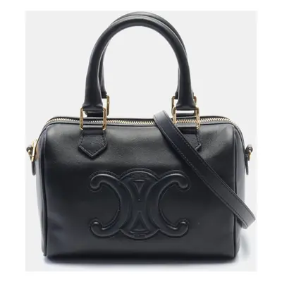 Celine Black Leather Small Boston Cuir Triomphe Handbag