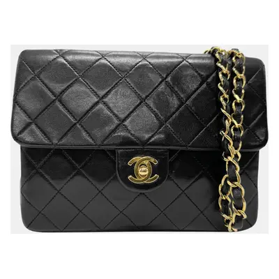 Chanel Lambskin Black Gold Shoulder Bag