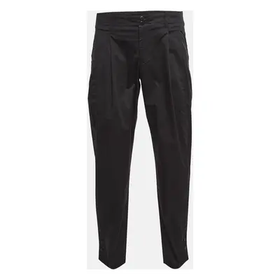 Emporio Armani Black Cotton Pleated Trousers